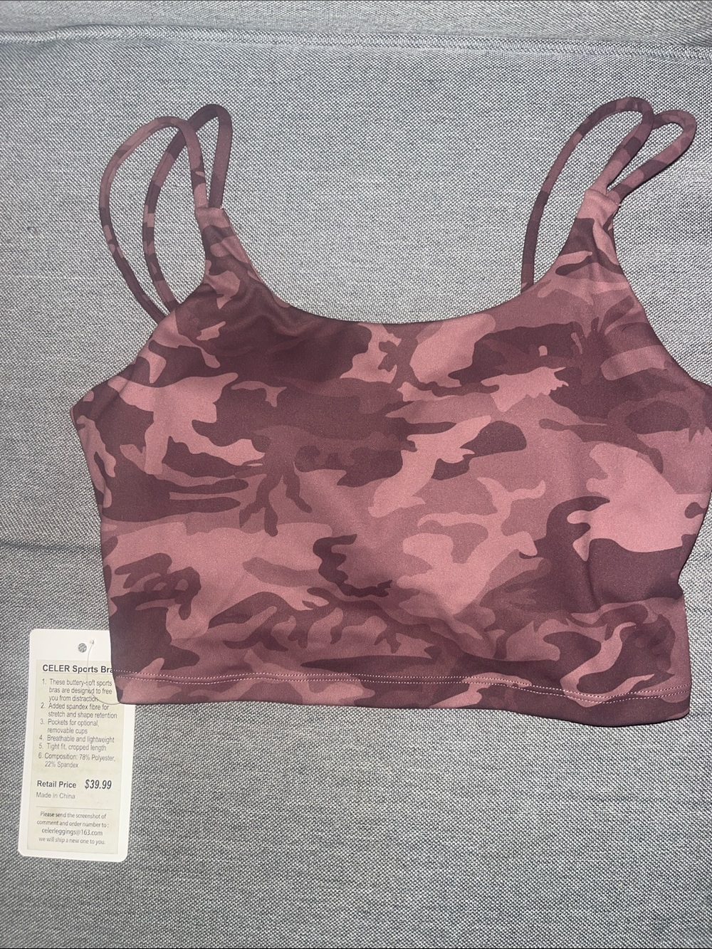 Celer Women’s Pink Camo Sports Bralette - Size S